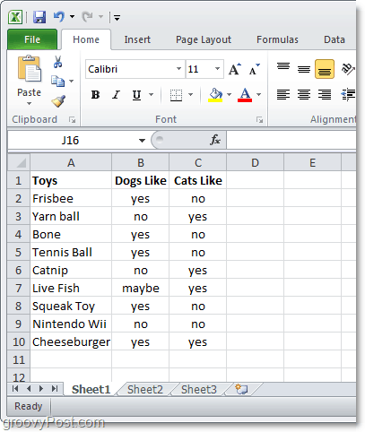 Excel 2010 in einem vertikalen Layout