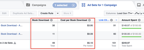 Überprüfen Sie Ihre Kosten pro Lead und passen Sie dann Ihr Facebook-Anzeigenbudget an, um Ihr Umsatzziel zu erreichen.
