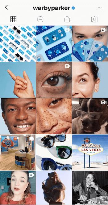 Instagram Business-Profil für Warby Parker