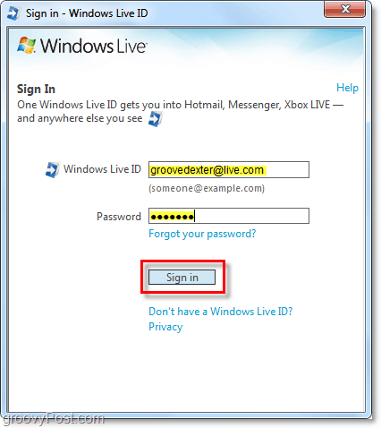 Melden Sie sich bei Windows Live automatisch mit einem Windows 7-Konto an