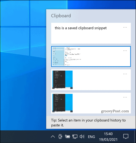 Das Windows 10-Zwischenablagefenster