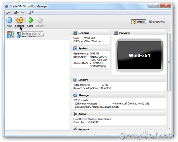 Konfigurationsfenster für VirtualBox-Einstellungen 8